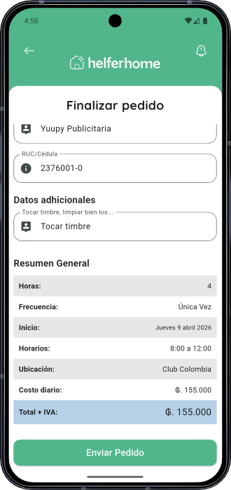 Aplicación Móvil para servicios de limpieza Pago